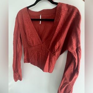 Free People Cropped Rust Blouse. Perfect for fall!